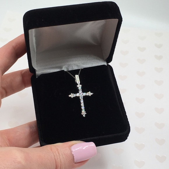 14k white gold cross necklace neo gothic silver - Picture 7 of 8